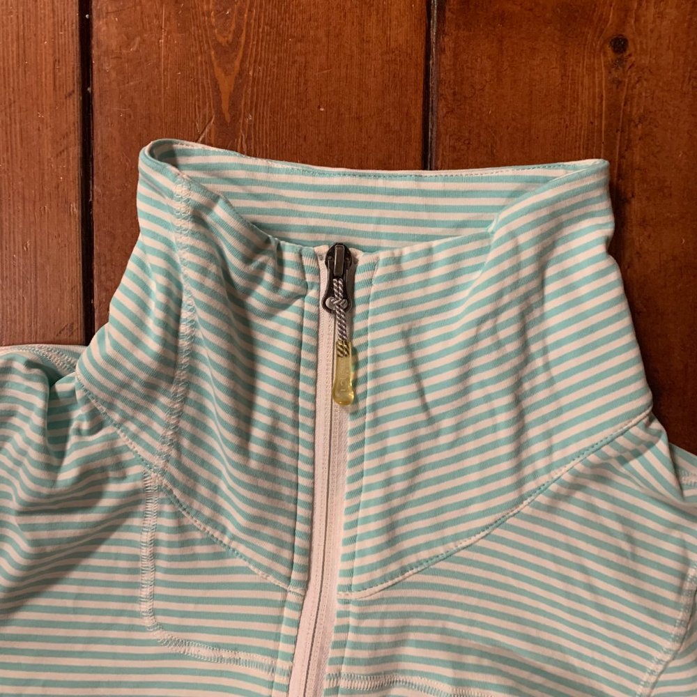 Lole Essential X-Small Blue & White Stripe UPF 50 Full Zip Cardigan Jacket EUC - Picture 5 of 12